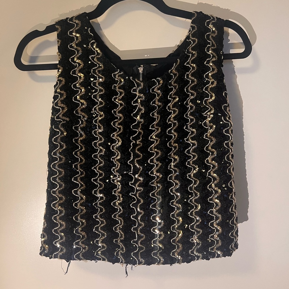 Vintage Black and Gold Sequin Women's Top